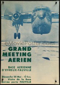 9f0213 GRAND MEETING AERIEN 15x22 French special poster 1960s image of large airplane above runway!