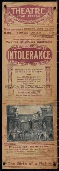 9f0217 INTOLERANCE 10x30 English special poster 1918 D.W. Griffith anti-discrimination silent!