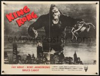9f0221 KING KONG 19x25 special poster R1952 best image of ape w/Fay Wray over New York skyline!