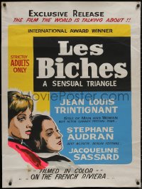 9f0223 LES BICHES 30x40 special poster 1969 Chabrol directed, Trintignant, Sassard, different!