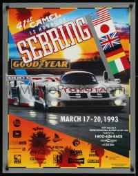 9f0183 12 HOURS OF SEBRING 23x29 special poster 1993 Charles Hoffman art of racing cars on the track!