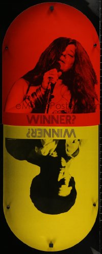 9f0242 WINNER 14x36 special poster 1971 die-cut anti-drug public health, Hendrix and Joplin!