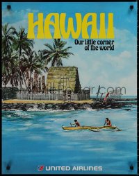 9f0037 UNITED AIRLINES HAWAII 22x28 travel poster 1970s our little corner of the world, great image!