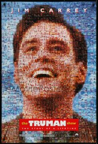 9f1179 TRUMAN SHOW teaser DS 1sh 1998 really cool mosaic art of Jim Carrey, Peter Weir