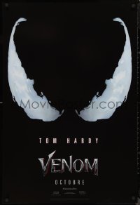 9f1189 VENOM int'l French language teaser DS 1sh 2018 Tom Hardy in the title role, eyes logo!