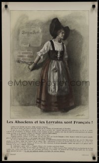 9f0075 LES ALSACIENS ET LES LORRAINS SONT FRANCAIS 18x30 French WWI war poster 1918 Jonas, rare!