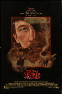 9f1214 YOUNG SHERLOCK HOLMES 1sh 1985 Steven Spielberg, Nicholas Rowe, really cool detective art!