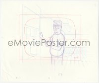 9g0557 KING OF THE HILL animation art 2000s cartoon pencil drawing of Hank holding a drink!