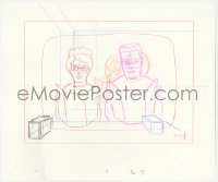 9g0564 KING OF THE HILL animation art 2000s cartoon pencil drawing of Hank & Peggy reading menus!