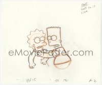 9g0532 SIMPSONS animation art 2000s cartoon pencil drawing of Bart telling Lisa don't do it!