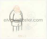 9g0535 SIMPSONS animation art 2000s cartoon pencil drawing of Comic Book Guy with Lisa!