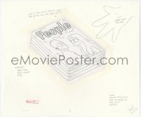 9g0537 SIMPSONS animation art 2000s cartoon pencil drawing of Homer & Marge on People magazine!