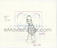 9g0527 SIMPSONS animation art 2000s cartoon pencil drawing of tired Homer walking by trees!