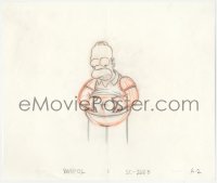 9g0539 SIMPSONS animation art 2000s cartoon pencil drawing of Homer squeezing his fat belly!