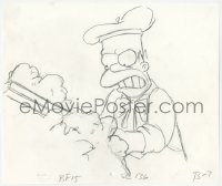9g0542 SIMPSONS animation art 2000s cartoon pencil drawing of angry artist Homer wearing beret!