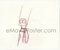 9g0528 SIMPSONS animation art 2000s cartoon pencil drawing of smiling Marge with purse!