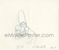 9g0540 SIMPSONS animation art 2000s cartoon pencil drawing of Bart pushing Marge away from him!