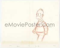 9g0544 SIMPSONS animation art 2000s cartoon pencil drawing of Homer smiling & walking!