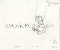 9g0545 SIMPSONS animation art 2000s cartoon pencil drawing of Marge eating & asking if it was fluke!