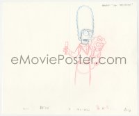 9g0548 SIMPSONS animation art 2000s cartoon pencil drawing of Marge holding Maggie & champagne!