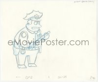 9g0549 SIMPSONS animation art 2000s cartoon pencil drawing of Chief Wiggum looking angry!