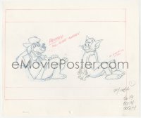 9g0567 TOM & JERRY THE MOVIE animation art 1992 pencil drawing of cat & mouse with Puggsy the dog!