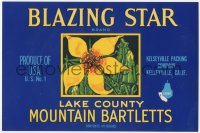 9g0958 BLAZING STAR 7x11 crate label 1940s Lake County Mountain Bartlett pears, great flower art!