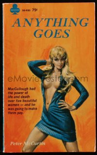 9g1057 ANYTHING GOES paperback book 1968 he had the power of life & death over 5 beautiful women!