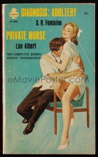 9g1063 DIAGNOSIS: ADULTERY/PRIVATE NURSE paperback book 1967 cover art of doctor & sexy nurse!