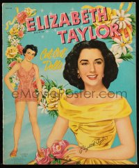 9g1201 ELIZABETH TAYLOR softcover book 1950 color cut-out paper dolls of the MGM leading lady!