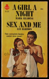 9g1067 GIRL A NIGHT/SEX & ME paperback book 1969 sexy cover art of man covering naked woman!