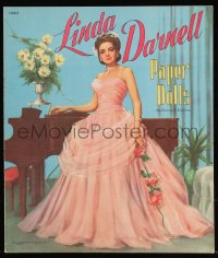 9g1208 LINDA DARNELL softcover book 1953 color cut-out paper dolls of the beautiful leading lady!
