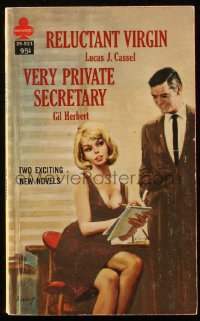 9g1087 RELUCTANT VIRGIN/VERY PRIVATE SECRETARY paperback book 1968 sexy cover art by Paul Rader!