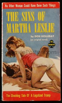 9g1090 SINS OF MARTHA LESLIE paperback book 1960 Rader art, the shocking tale of a legalized tramp!