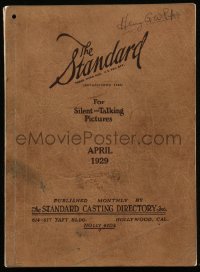 9g1179 STANDARD CASTING DIRECTORY softcover book April 1929 Bela Lugosi, Thelma Todd & more!