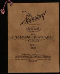 9g1180 STANDARD CASTING DIRECTORY softcover book April 1930 Bela Lugosi, Myrna Loy, Dwight Frye