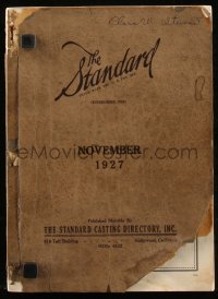 9g1176 STANDARD CASTING DIRECTORY softcover book November 1927 Sue Carol, Ben Turpin & more!
