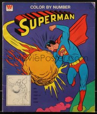 9g1220 SUPERMAN Whitman coloring book 1966 D.C. Comics superhero, color by numbers!
