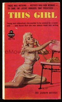 9g1095 THIS GIRL paperback book 1961 Paul Rader cover art, she wanted to be wicked for a week-end!