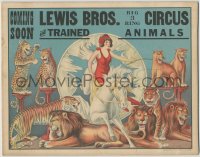 9g0089 LEWIS BROS. BIG 3 RING CIRCUS 11x14 circus poster 1930s art of female performer & big cats!
