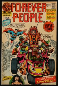 9g0617 FOREVER PEOPLE #1 comic book March 1971 Superman guest stars, Jack Kirby & Frank Giacoia art!