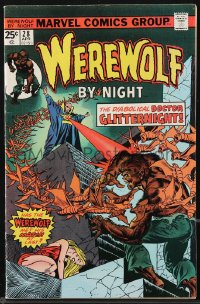 9g0654 WEREWOLF BY NIGHT #28 comic book April 1975 Marvel Comics, Don Perlin art, Dr. Glitternight!