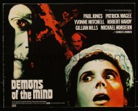 9g0765 DEMONS OF THE MIND English pressbook 1972 creepy image of man looking through keyhole!