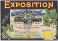 9g0982 EXPOSITION 9x13 crate label 1940s lemons so good they got a diploma, great art!