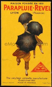 9g0099 PARAPLUIE-REVEL French 5x8 umbrella ad 1922 cool Leonetto Cappiello art!