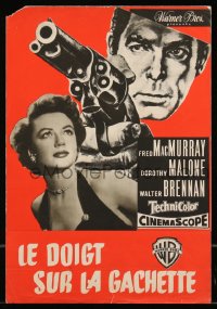 9g0773 AT GUNPOINT French pressbook 1957 cool art of Fred MacMurray with gun, Dorothy Malone, rare!