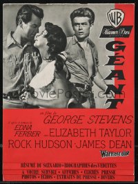 9g0791 GIANT French pressbook 1957 James Dean, Elizabeth Taylor, Rock Hudson, posters shown!