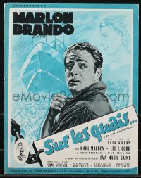 9g0801 ON THE WATERFRONT French pressbook 1955 Elia Kazan, Marlon Brando, posters shown, rare!
