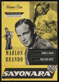 9g0806 SAYONARA French pressbook 1958 uniformed Marlon Brando, Miyoshi Umeki, posters shown, rare!