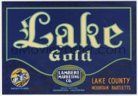 9g0996 LAKE GOLD 8x11 crate label 1940s Lake County Mountain Bartlett pears!